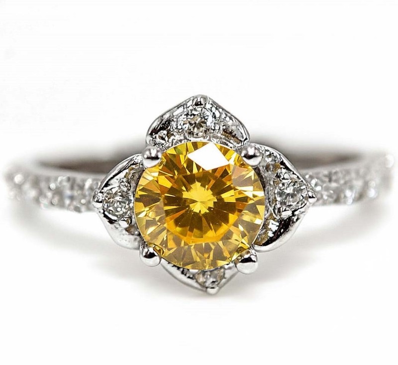 1CT Heat Treated Yellow Topaz 925 Solid Sterling Silver Ring Sz 7 