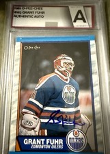 Grant Fuhr Auto 1989 O Pee Chee #192 HOF Oilers Signed Slabbed GOAT Goalie