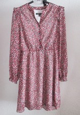 Banana Republic Dress Red Black Print Long Sleeve Ruffle Trim Lined Size Small 