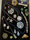 Vintage Unsigned Costume Jewelry Lot Necklace Bracelet, Brooch, Earrings, Rings