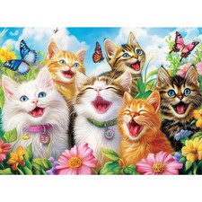 500 Piece Puzzles for Adults, Large Piece Happy Cats Garden Jigsaw Puzzle