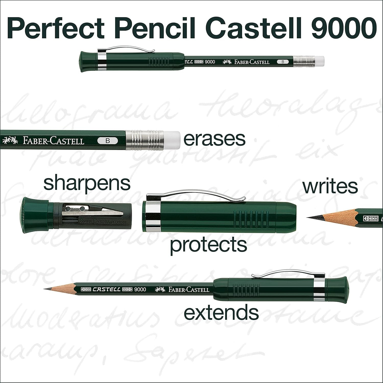 Perfect Pencil Castell 9000 and 3 Count Pencil Refill - #2 Lead Pencil, Sharpene