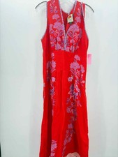 Pre-Owned Farm Rio Red Size Large Floral Maxi Sleeveless Dress