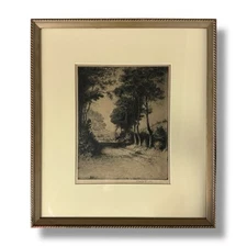 J. Andre Smith 1916 Antique Etching The Friendly Road Signed, Framed, RARE COA