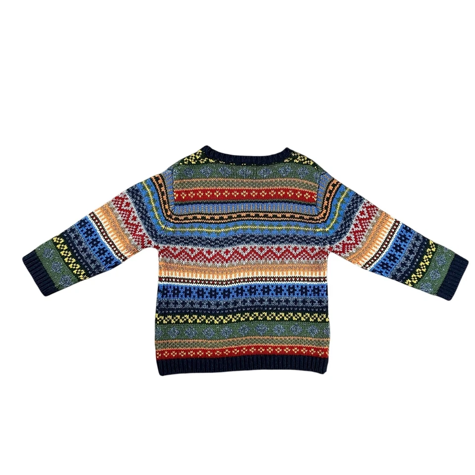 Suéter tejido Y2K Baby Gap 3T Fair Isle colorido mezcla de lana pulóver fotos de vacaciones Foto 3 de 4
