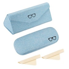 Linen Fabric Sunglasses Organizer, 2Pcs Eyeglass Cases, Blue