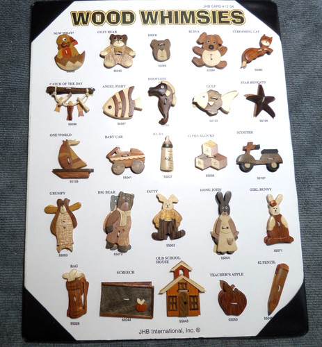 Vintage Salesman Sample Card JHB International 2004 25 WOOD WHIMSIES Buttons