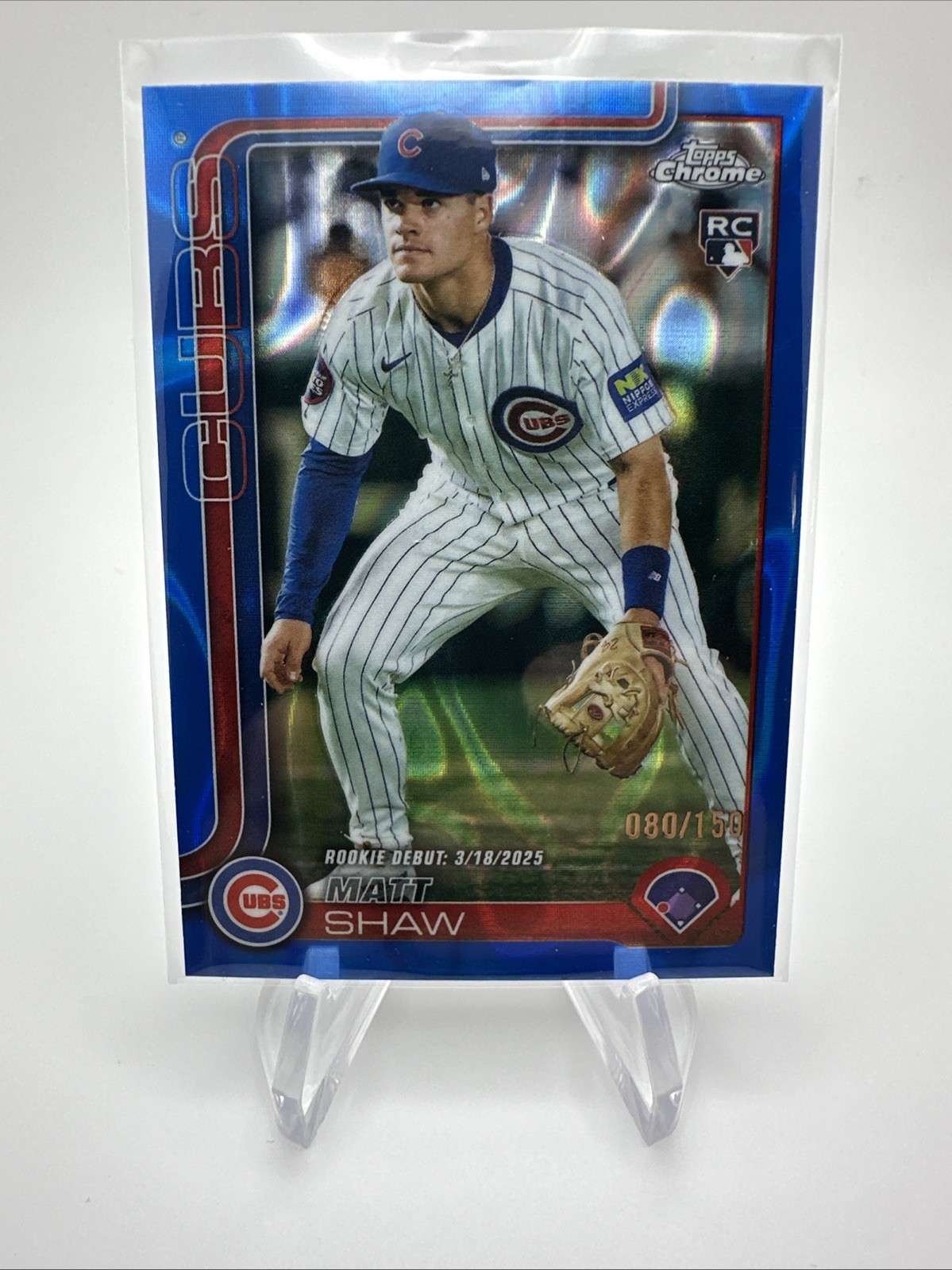 2025 Topps Chrome Update MATT SHAW RC #USC135 Blue Lava Refractor /150 Cubs