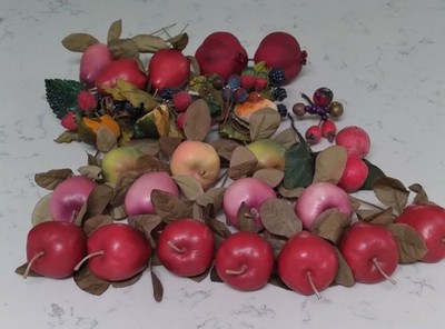Fruit REALISTIC ARTIFICIAL FRUIT  VINTAGE LOT 24 Piece Craft Wreaths Cornucopia 