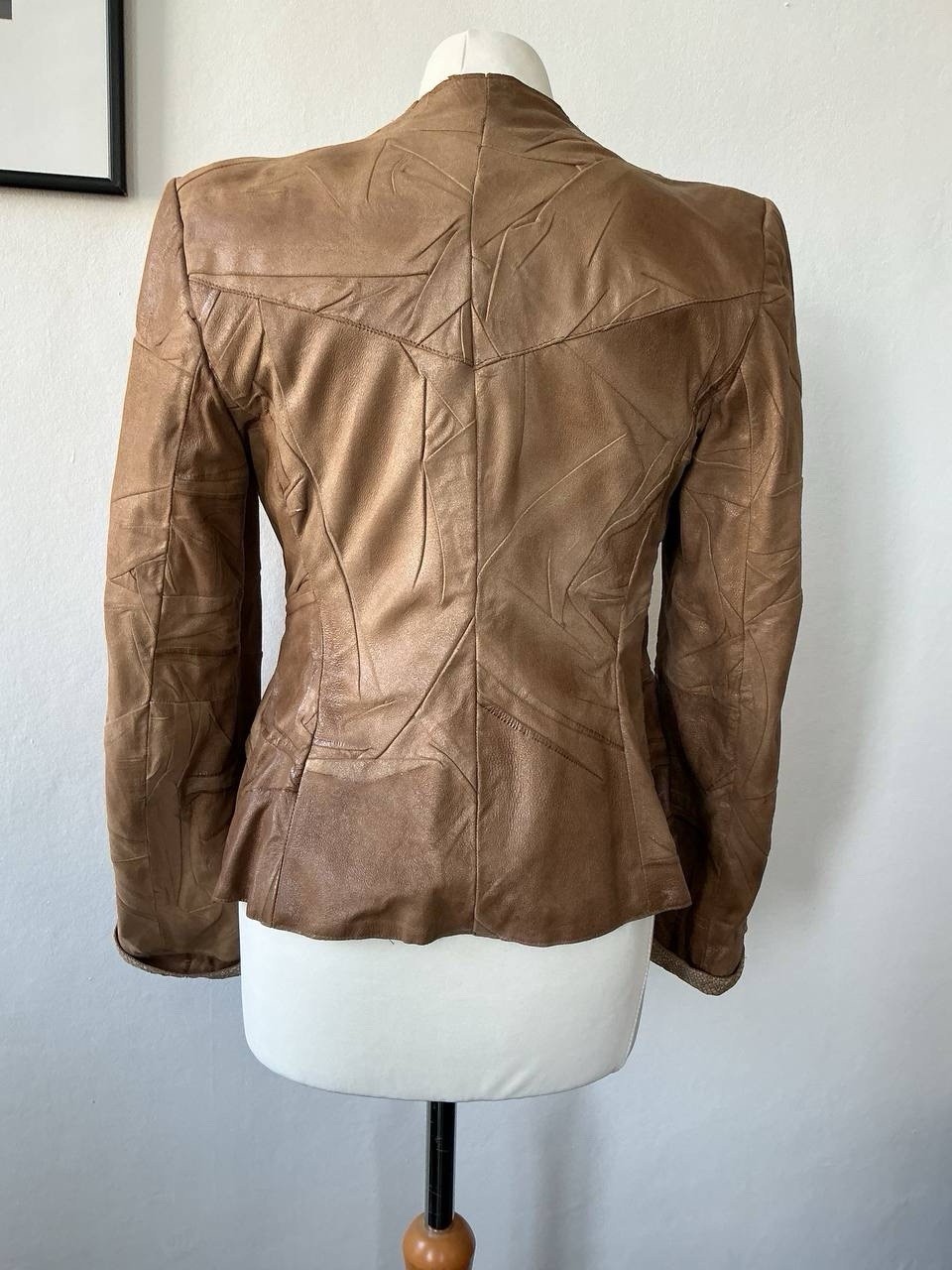 Giorgio Armani Vintage 1980 Lamb Leather Blazer Silk Lined Leopard Button Jacket image 4