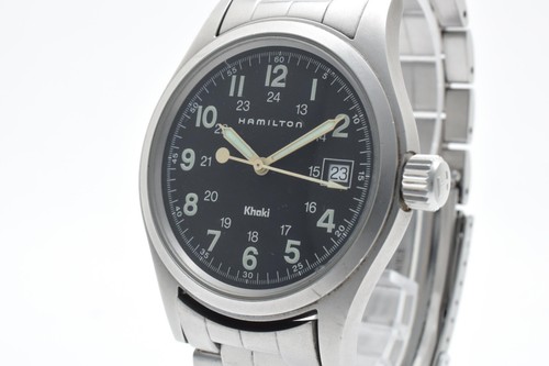 ▶️ [EXC+5] Hamilton Khaki Field 38mm 6361 black Dial Date Quartz Men's Watch#330