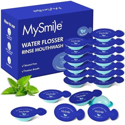 MySmile 30packs Concentrated Mouthwash for Water Flosser Deep Oral Rinse Clean