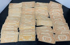 Vtg Stack of 82 Cash Play Money Berries Bills Orange  Green Paper 10s  20s