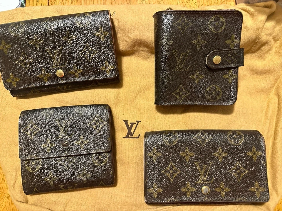 Lote de 4 Carteras Louis Vuitton Auténticas Monograma De Colección Reparaciones Necesarias Foto 2 de 4