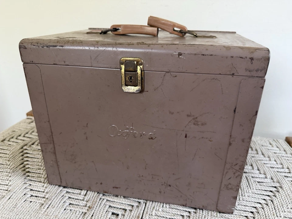 🍊Caja archivadora de papel industrial Oxford marrón vintage años 60 13" x 11" Foto 2 de 4