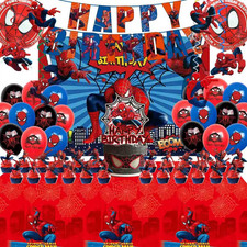 51PCS Spidey Birthday Party Supplies, Backdrop, "Happy Birthday" Banner,Tableclo