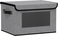 Fabric Storage Bin with Lid,10.2x7.8x6.7In,Gray Box,1Pack