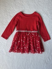 Cat  Jack Girls 12M Tutu Dress Red White Polka Dot Tulle, Long Sleeve, Glitter