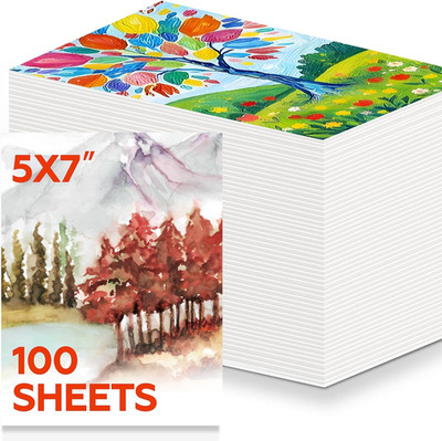100 Sheets Watercolor Paper Bulk，5 X 7 Inch Cold Press 140 Lb/300 GSM Water Colo