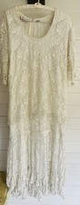 Laurence Kazar 80’s White Lace Heavily Beaded Pearl Wedding Dress Sz M Flapper