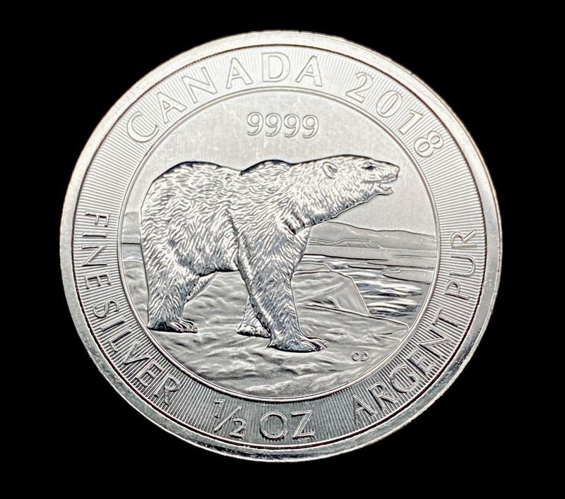 2018 Royal Canadian Mint Canadian Polar Bear  1/2 Oz.9999 Fine Silver Coin