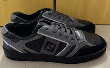 NUEVO EN CAJA $830 Fendi Hombres Medios Mixtos Zapatillas bajas Negro/Gris 8 EE. UU./7 Fendi Italia