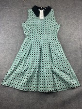 Closet London Size 8 US Fit & Flare Dress Green Black Collared Retro French NWT