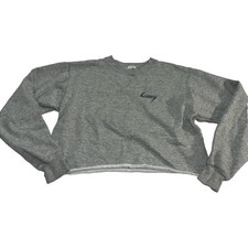 John Galt Brandy Melville Gray Cropped Fleece Sweatshirt W   Honey  Embroidery