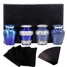 The Ascent Memorial Blue Small Urns For Human Ashes Female Male Set Of 4