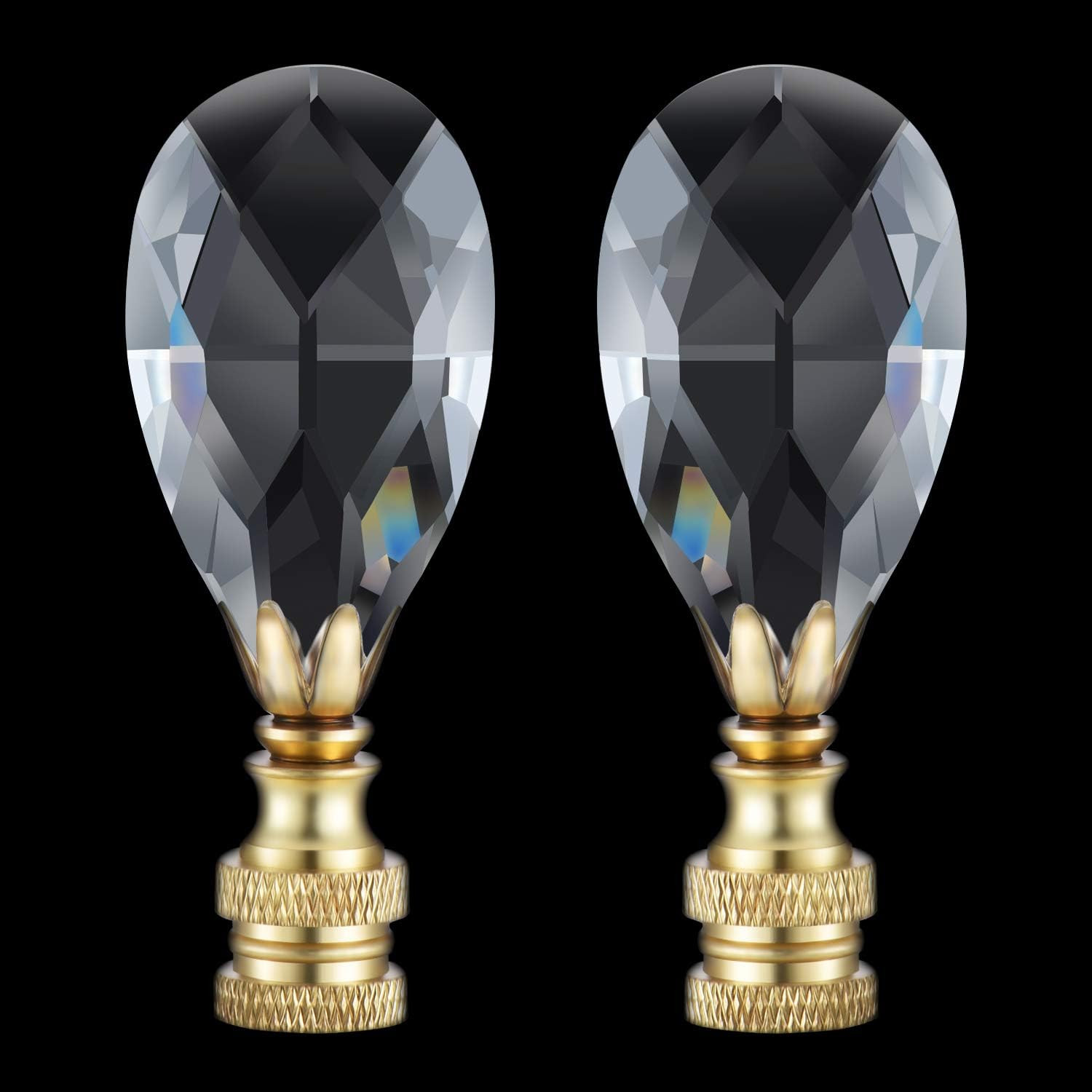 2 Packs Teardrop Clear Crystal Lamp Finial Lamp Decoration for Lamp Shade wit...