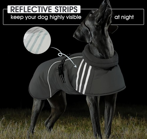 Abrigos para clima frío para perros, chaquetas de invierno para perros grandes, abrigo cálido para perros con... - Imagen 6 de 7