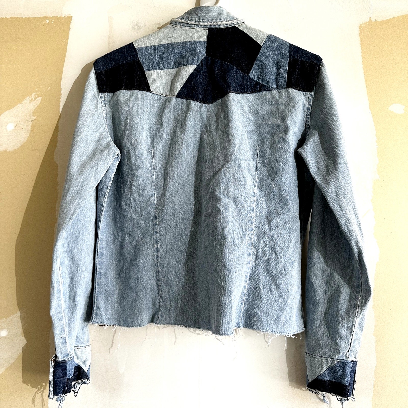 Levis Patchwork Denim Button Down Retro Western C… - image 6