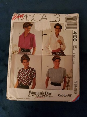 McCall's Sewing Pattern Top Blouse 10 12 14 Woman's Day Collection 1989 Uncut