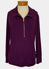 Tommy Bahama Women  s Petite XS Purple Solid Knit 1/2 Zip Mock Neck Sweatshirt