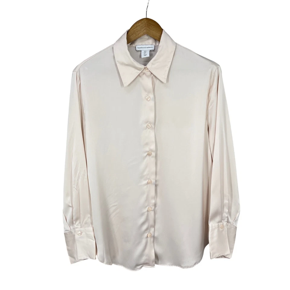 Blusa Mujer Cupcakes y Cachemira Femenina Coqueta Botón Camisa Talla S Crema Foto 3 de 4