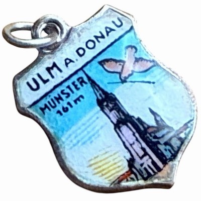 Antique Charm ULM a. Donau Germany Munster Sterling-925 VTG Enamel Travel Shield