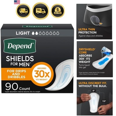 Shields Incontinence Pads for Men, Light Absorbency, 90 Count Packaging May Vary
