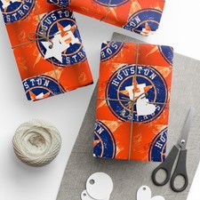 Houston Astros Baseball MLB Birthday Graduation Holiday Gift Wrapping Paper