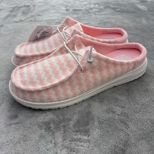 Hey Dude Women  s Wendy Slip Terry Stripe Pink White Casual Comfort 43186-690