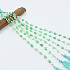 Natural Chrysoprase Oval Shape Beads, Faceted Handmade Beads 5.5x6.5-6x8mm 8"