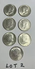 1964 Kennedy Half-Dollars. Lot of (7) 90% Silver.