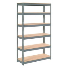 Boltless Extra Heavy Duty Shelving 48"W x 12"D x 60"H 6 Shelves Wood Deck