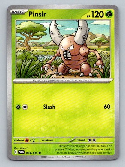 2025 Pokemon Card SV: Prismatic Evolutions Pinsir 3/131
