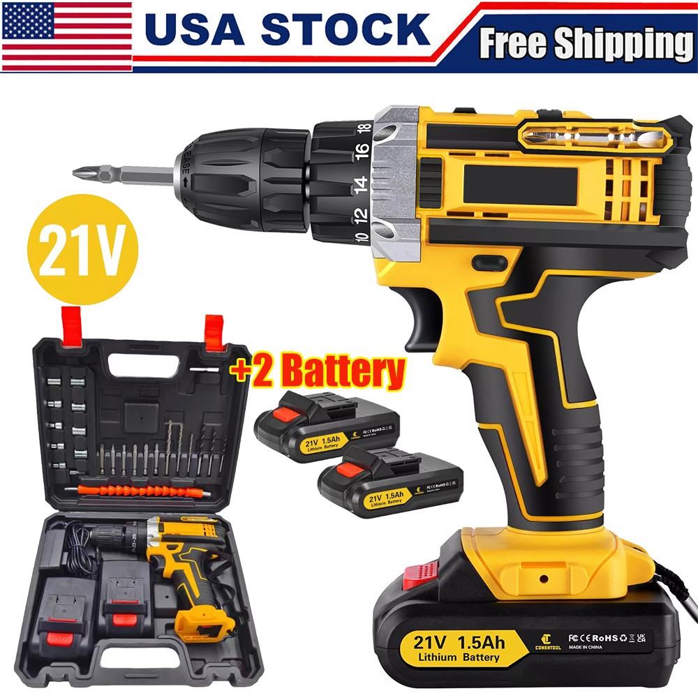 Set Electric Impact Driver Screwdriver With 2 Battery