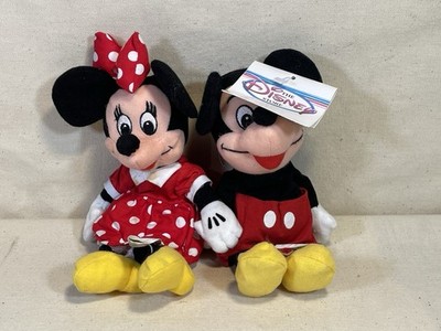 Disney Store Mickey & Minnie Mouse Plush Set   Bean Bag Dolls 8 #003