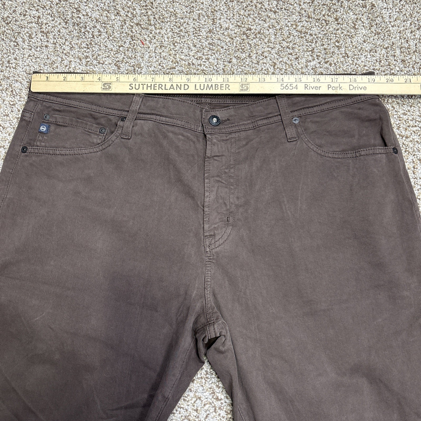 AG Adriano Goldschmied Everett Slim Straight Brown Pants Mens 38x34 Fits 38 X 35 - View 7