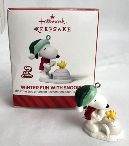 Markenzeichen 2014 Winterspaß mit Snoopy Iglu Miniatur Mini Weihnachtsschmuck - Bild 1 von 11