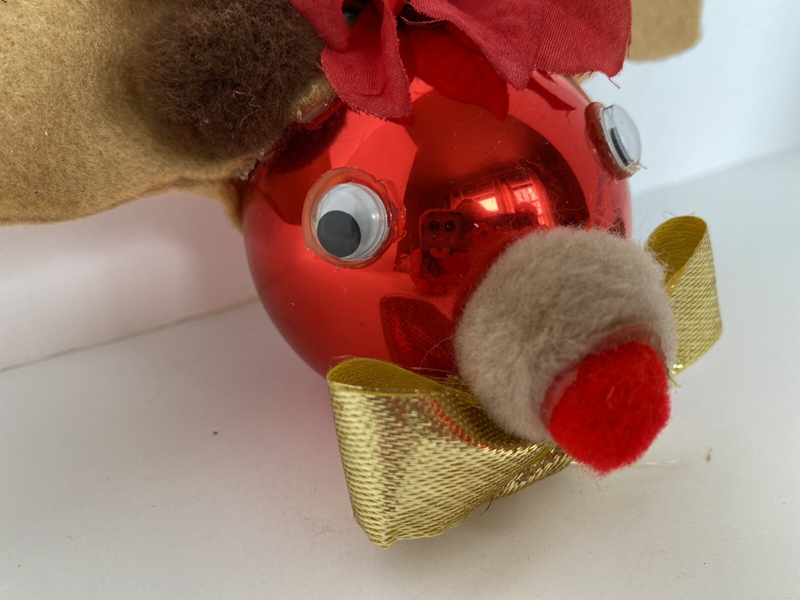 VIntage Rudolph Red Nosed Reindeer Christmas Ornament Hand Made CUTE ...