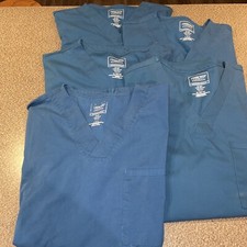 5 Cherokee Workwear Large Scrub Tops Blue Unisex Not Fitted. Used See All Pic