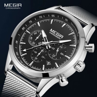 MEGIR Herren Casual Quartz Uhren Wasserdichte Luminous Chronograph Armbanduhr